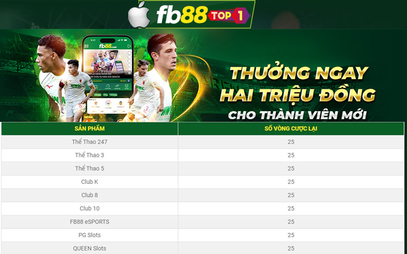 Hội viên mới tham gia FB88 nhận 2 triệu chào mừng