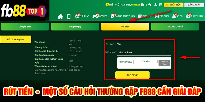 Rút tiền - Một số câu hỏi thường gặp FB88 cần giải đáp